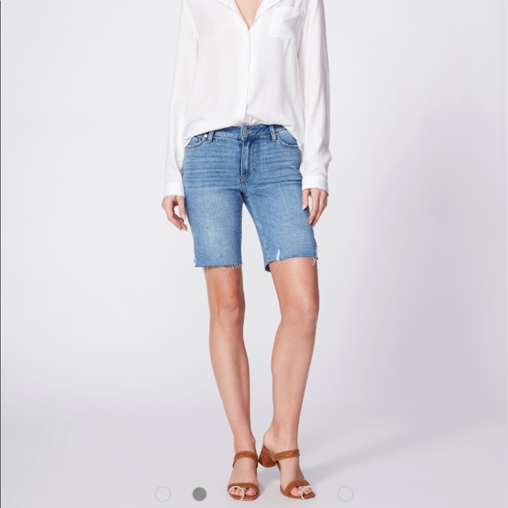 NEW • Paige • Jax Cut Off Bermuda Denim Shorts - Picture 2 of 7